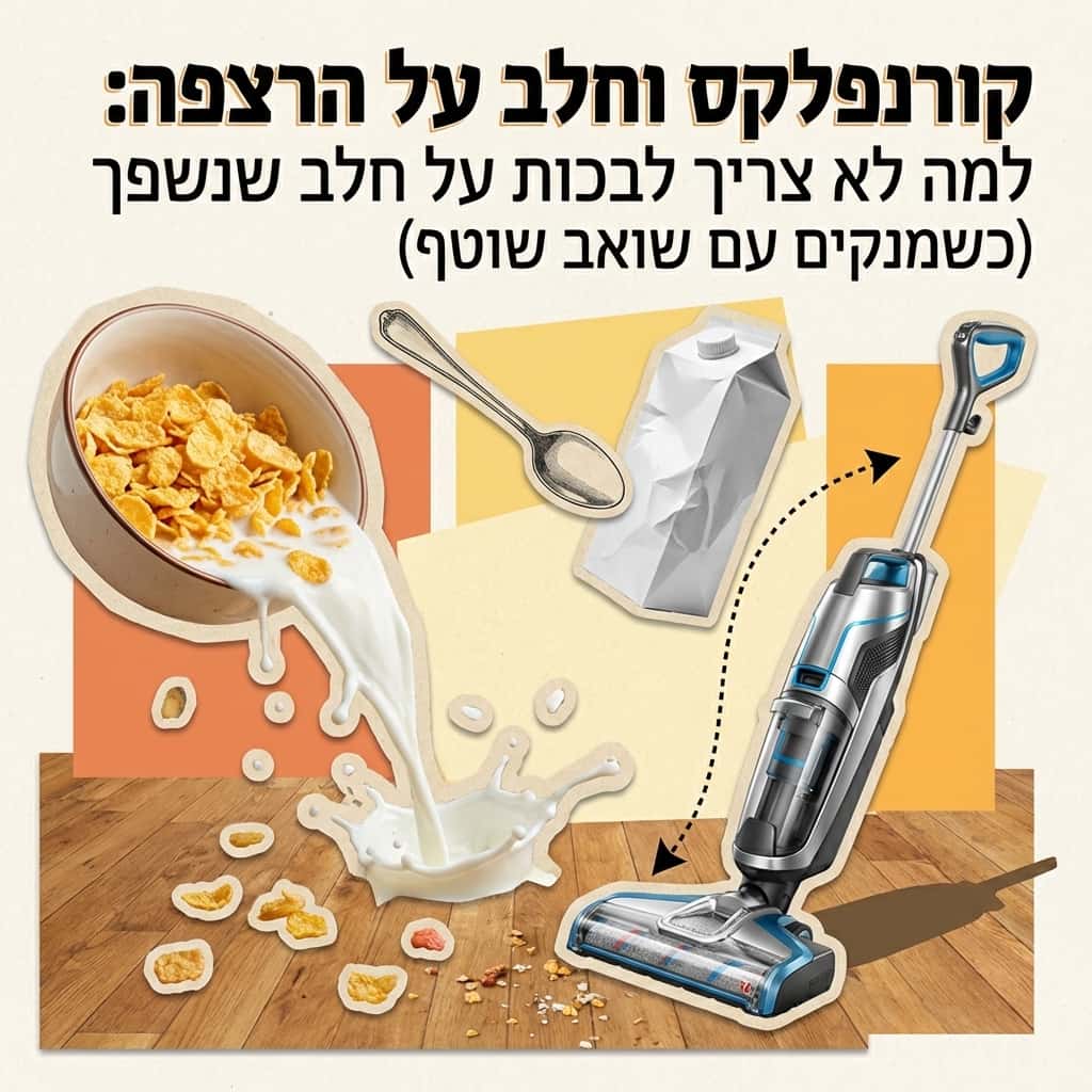 קורנפלקס וחלב על הרצפה: למה לא צריך לבכות על חלב שנשפך (כשמנקים עם שואב שוטף)