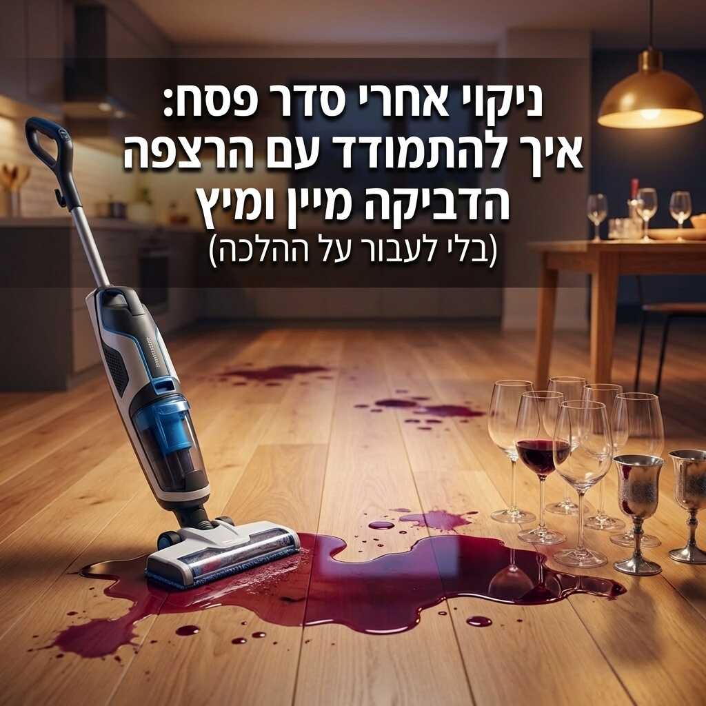 ניקוי אחרי סדר פסח: איך להתמודד עם הרצפה הדביקה מיין ומיץ (בלי לעבור על ההלכה)