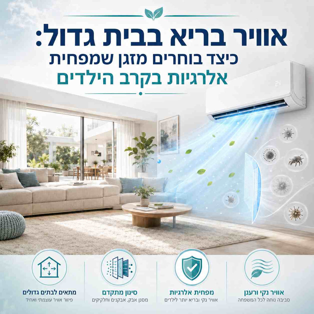 אוויר בריא בבית גדול: כיצד בוחרים מזגן שמפחית אלרגיות בקרב הילדים
