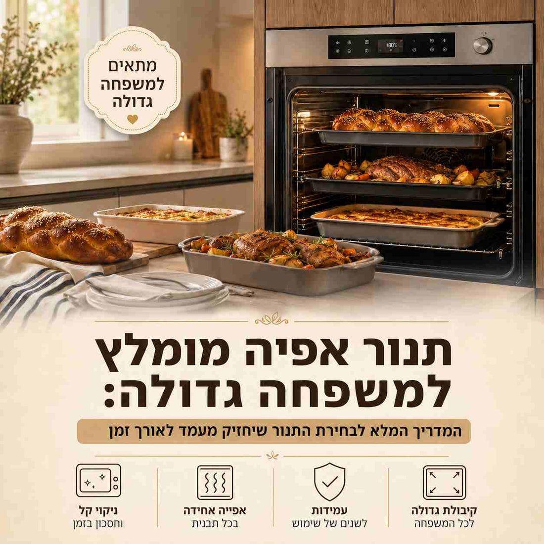 תנור אפיה מומלץ למשפחה גדולה: המדריך המלא לבחירת התנור שיחזיק מעמד לאורך זמן