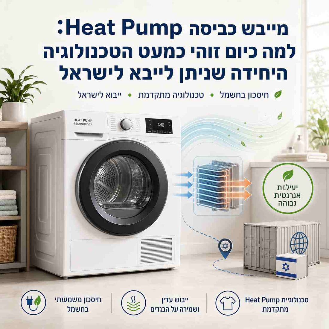 מייבש כביסה Heat Pump: למה כיום זוהי כמעט הטכנולוגיה היחידה שניתן לייבא לישראל