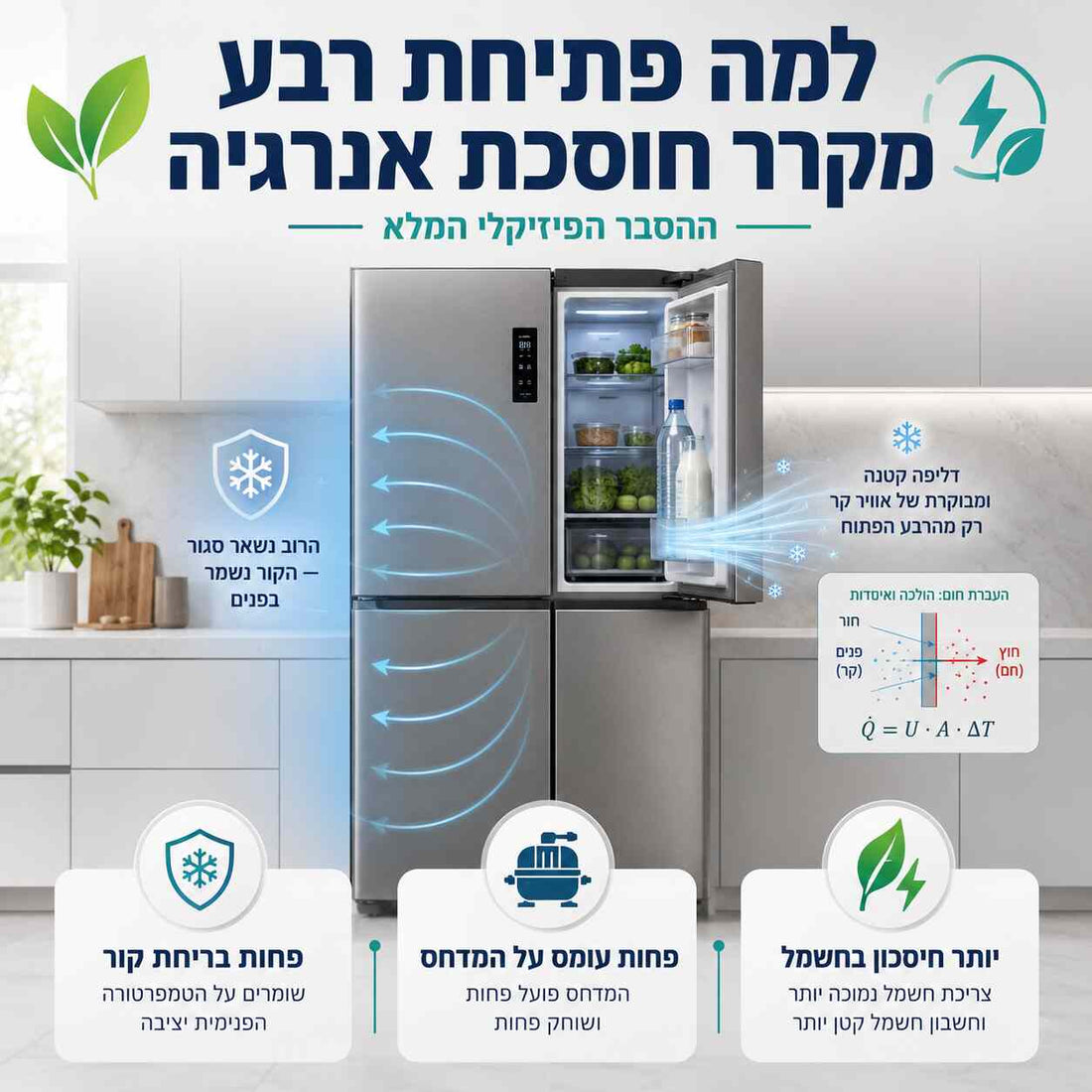 למה פתיחת רבע מקרר חוסכת אנרגיה: ההסבר הפיזיקלי המלא
