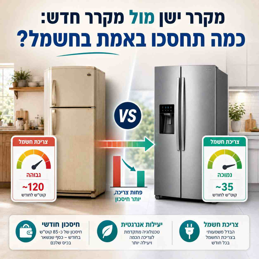 מקרר ישן מול מקרר חדש: כמה תחסכו באמת בחשמל?