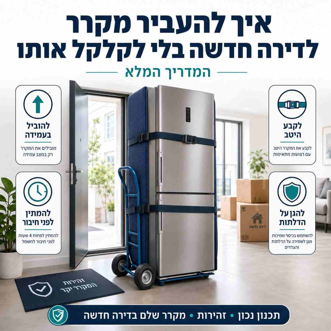 איך להעביר מקרר לדירה חדשה בלי לקלקל אותו: המדריך המלא