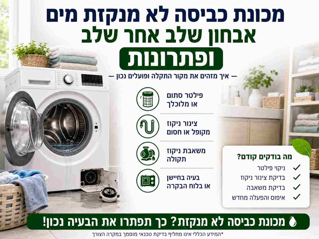 מכונת כביסה לא מנקזת מים: אבחון שלב אחר שלב ופתרונות