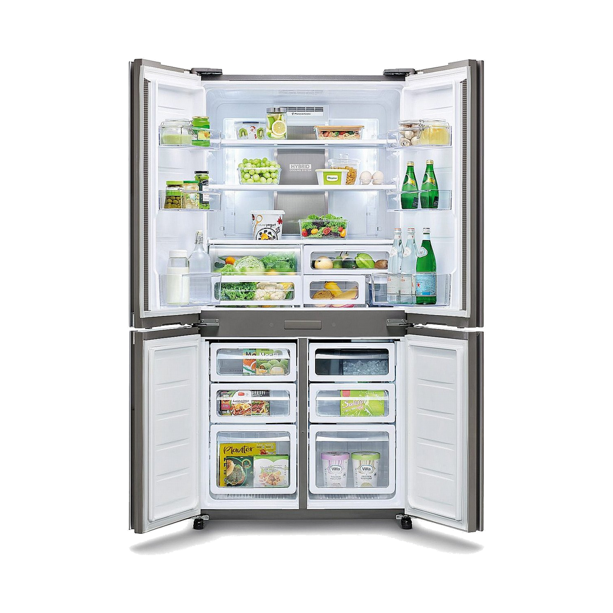 מקרר שארפ 4 דלתות מהדרין 611 ליטר לבן Sharp SJ-9270-WH יצרן קוביות קרח