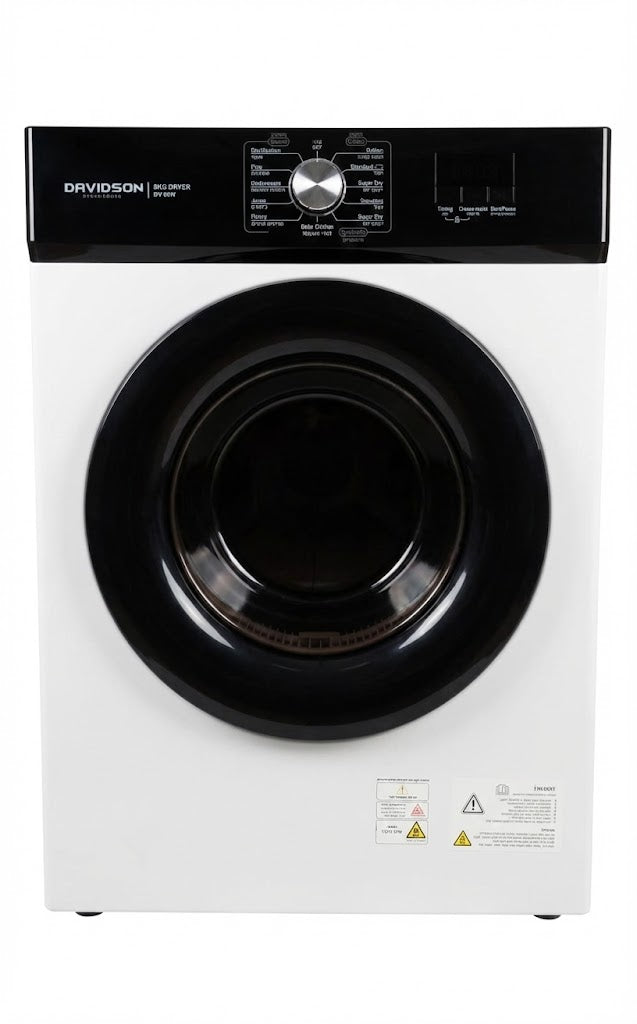 מייבש כביסה דוידסון DAVIDSON DV-80W עם צינור פליטה וקיבולת 8 ק"ג