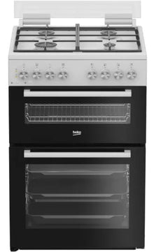 תנור  בקו דו־תאי משולב כיריים גז BEKO KFDM62128BW  לבן, מהדרין בד"ץ העדה החרדית