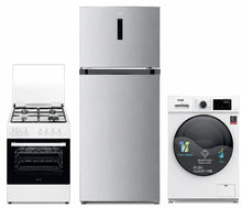 חבילת מוצרי חשמל התחלה מקרר TCL 528KHYR + תנור משולב גז STARK + מכונת כביסה סאוטר 8 קילו