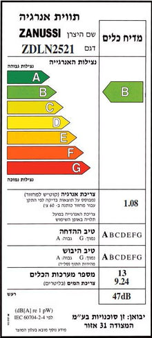מדיח כלים זנוסי  אינטגרלי Zanussi ZDLN2521, 13 מערכות כלים
