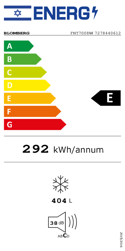 תווית דירוג אנרגטי לדגם FNT7008W