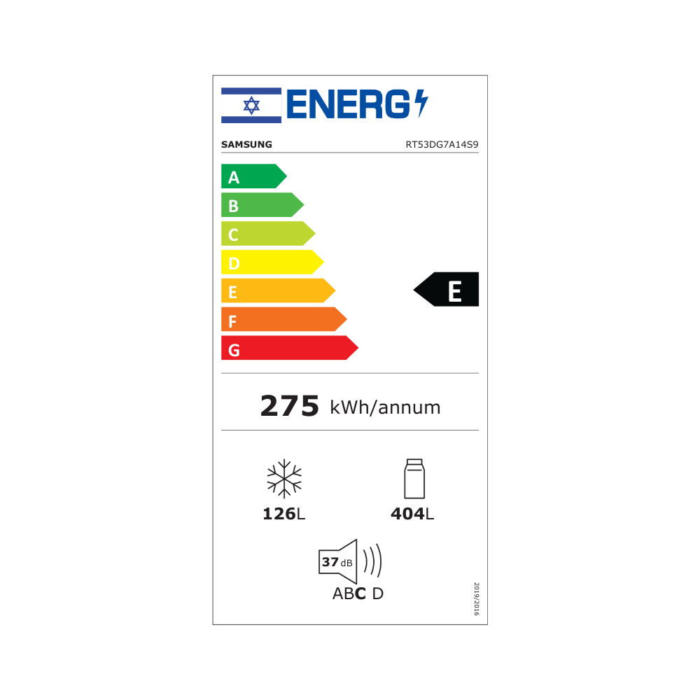Samsung RT53DG7A14S9 — תווית אנרגיה