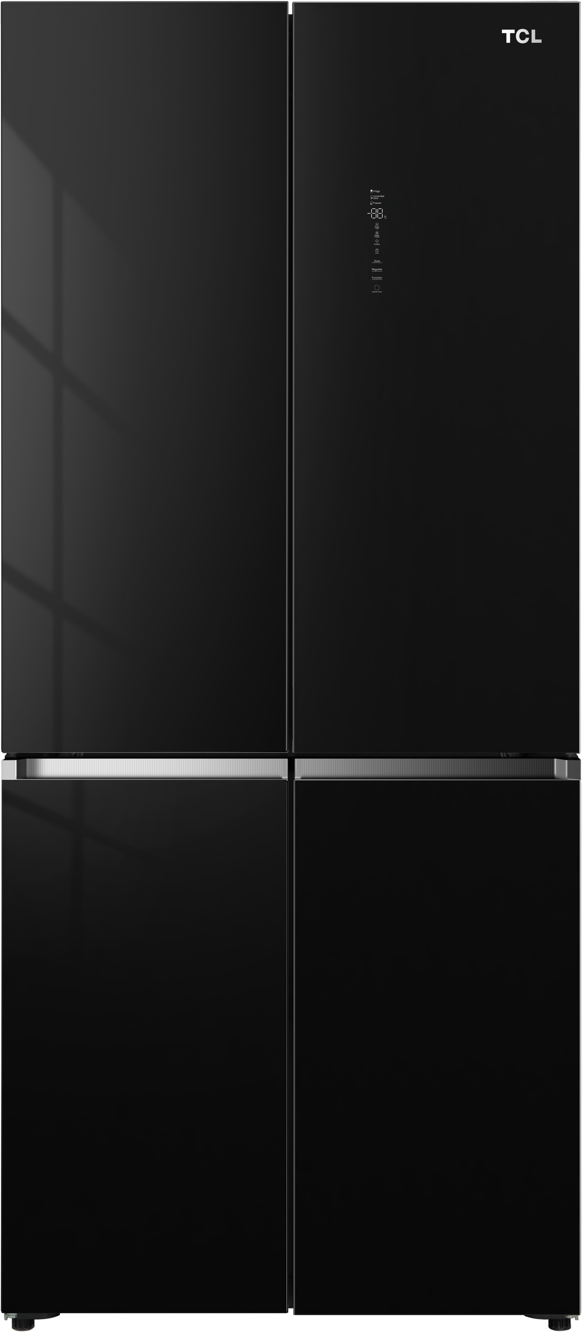 מקרר TCL C635CD BG זכוכית שחורה — חזית