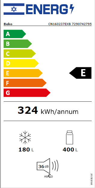 Beko CN160237EXB — תווית אנרגיה