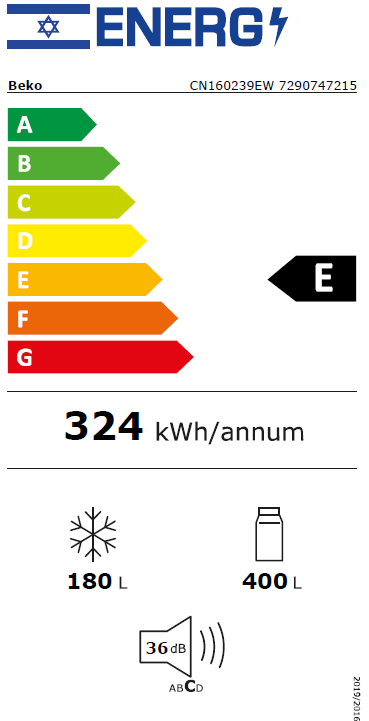 Beko CN160239EW — תווית אנרגיה