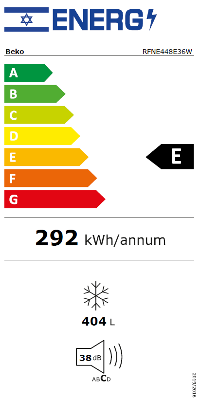 Beko RFNE448E36W — תווית אנרגיה